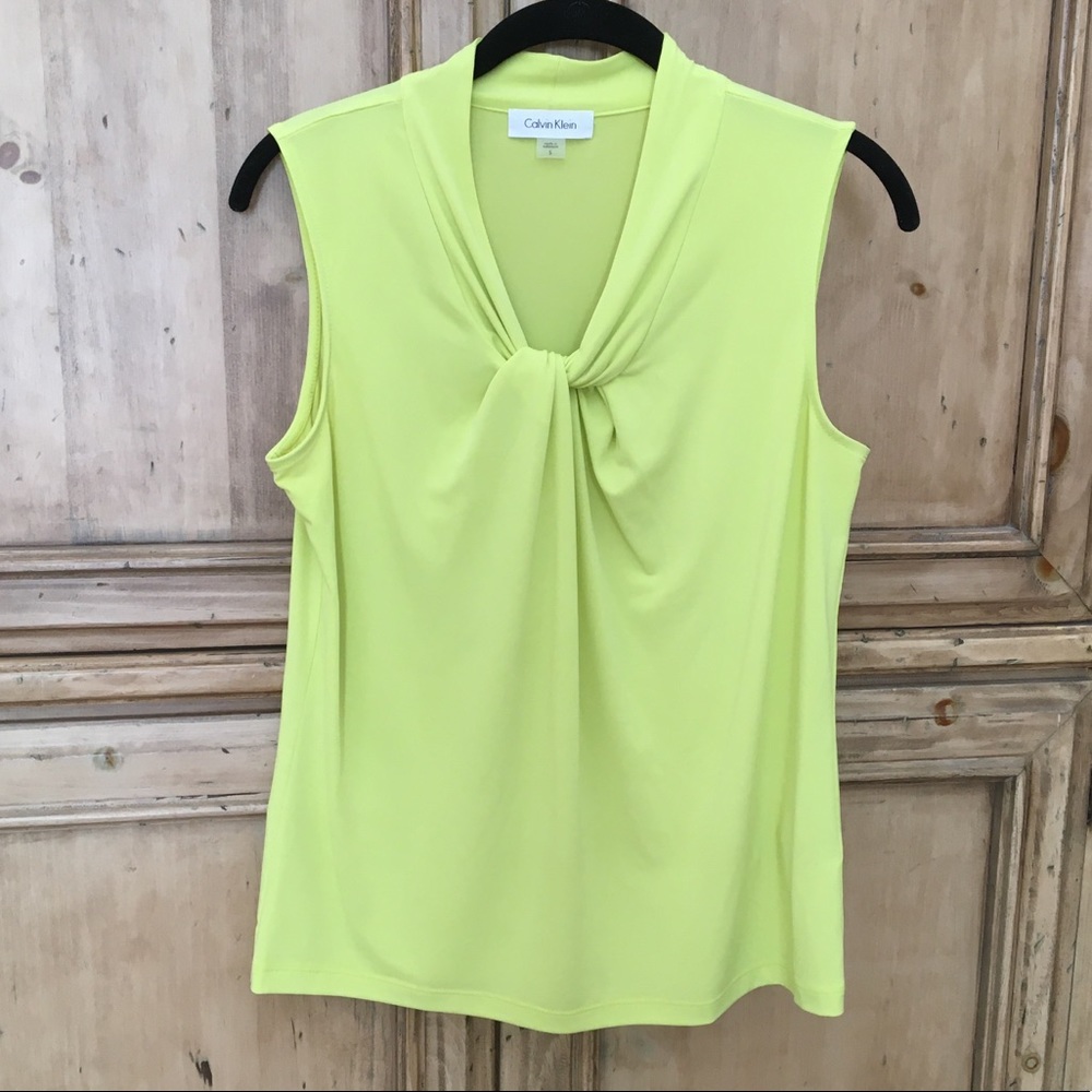 Calvin Klein chartreuse twist front tank size S
